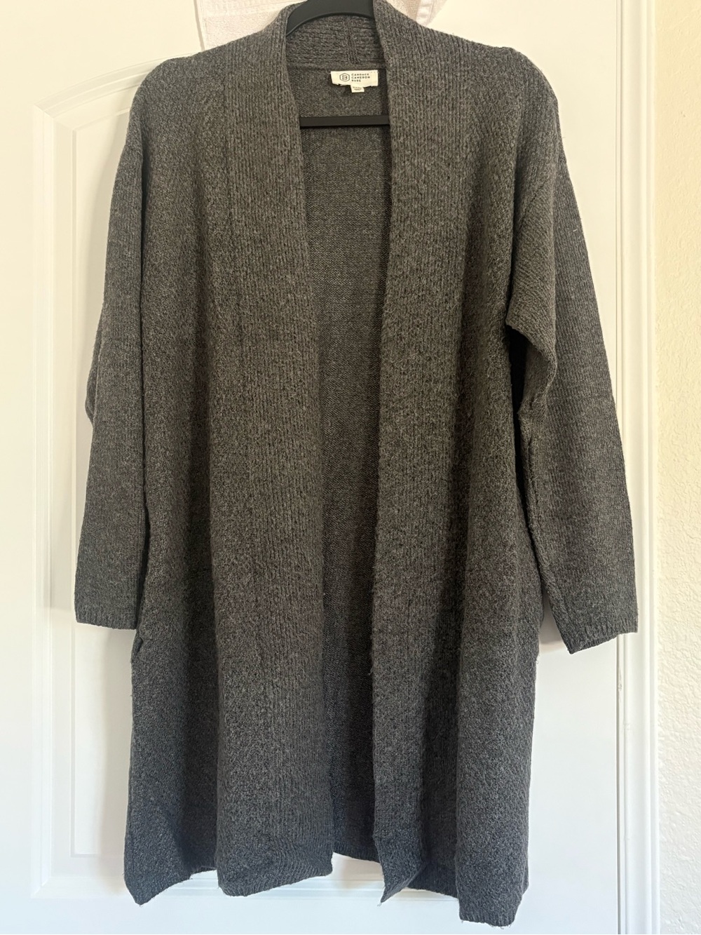 Candace Cameron Bure Charcoal Gray Open-Front Long Cardigan